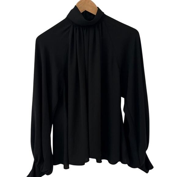 Madewell Turtleneck Long-Sleeve Top Chiffon Black Size Medium - Picture 4 of 11